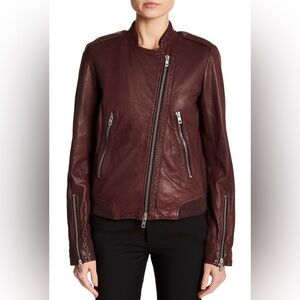 Rag & Bone Lamb Leather Lyon Moto Jacket in Raisin Quiet Luxury Size 8